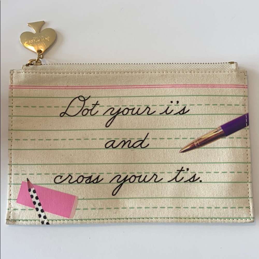 Kate Spade Pencil Case Dot Your i’s/Cross your t’s